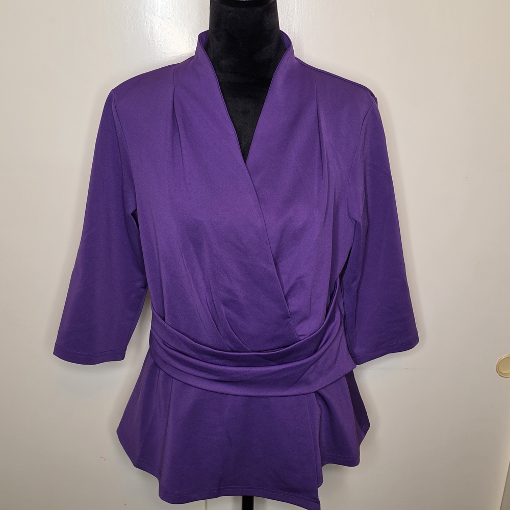 Grace Karin Deep Purple Wrap Blouse